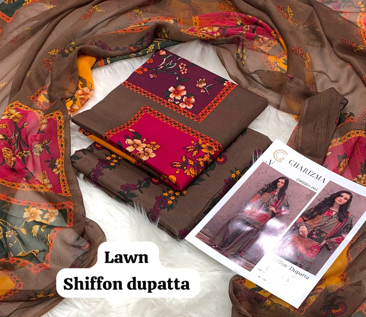 3-piece unstitched lawn suit by Charizma