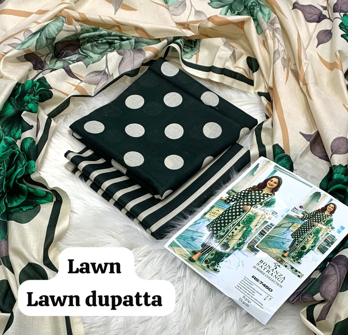 Bonanza Satrangi Chic 3-Piece Unstitched Lawn Suit Summer Collection | Buy Online Pakistan | Bella's Creation