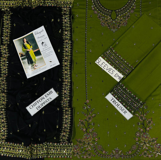 3-piece embroidered lawn suit from the Elegent Premium Luxury Lawn
