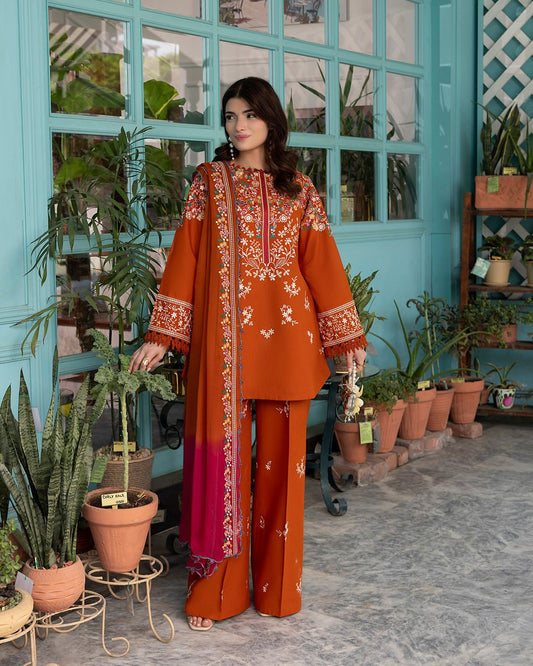 Omal Embroidered Dhanak Suit – Code 2713