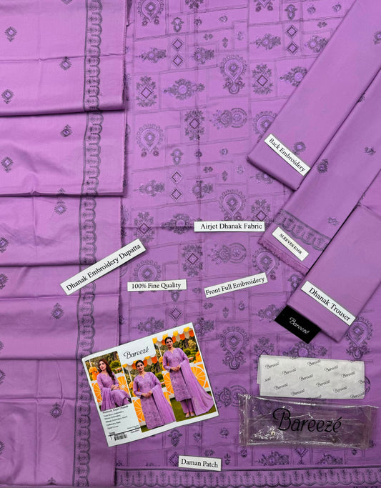 Premium Airjet Dhanak With Embroidery Dhanak Shawl – Lavender | Winter Collection 2026-27