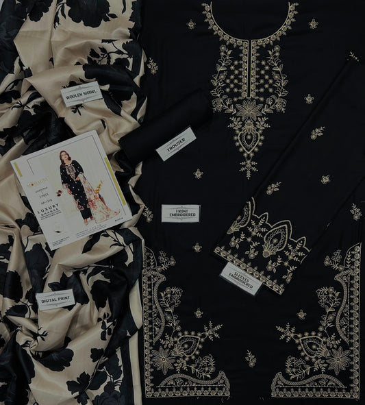 Mohagni NF 1318 Premium Dhanak Embroidered 3-Piece Winter Suit (Unstitched)