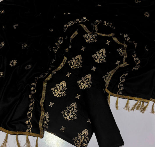 Bonanza Satrangi Dhanak Marina 3PC Embroidered Suit with Shawl