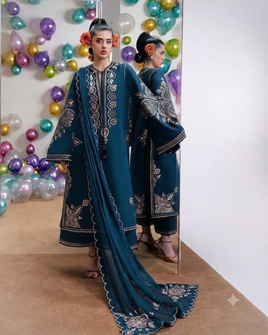 Nain Preet Premium Version NF 1023–1026 Dhanak Embroidered 3-Piece Suit