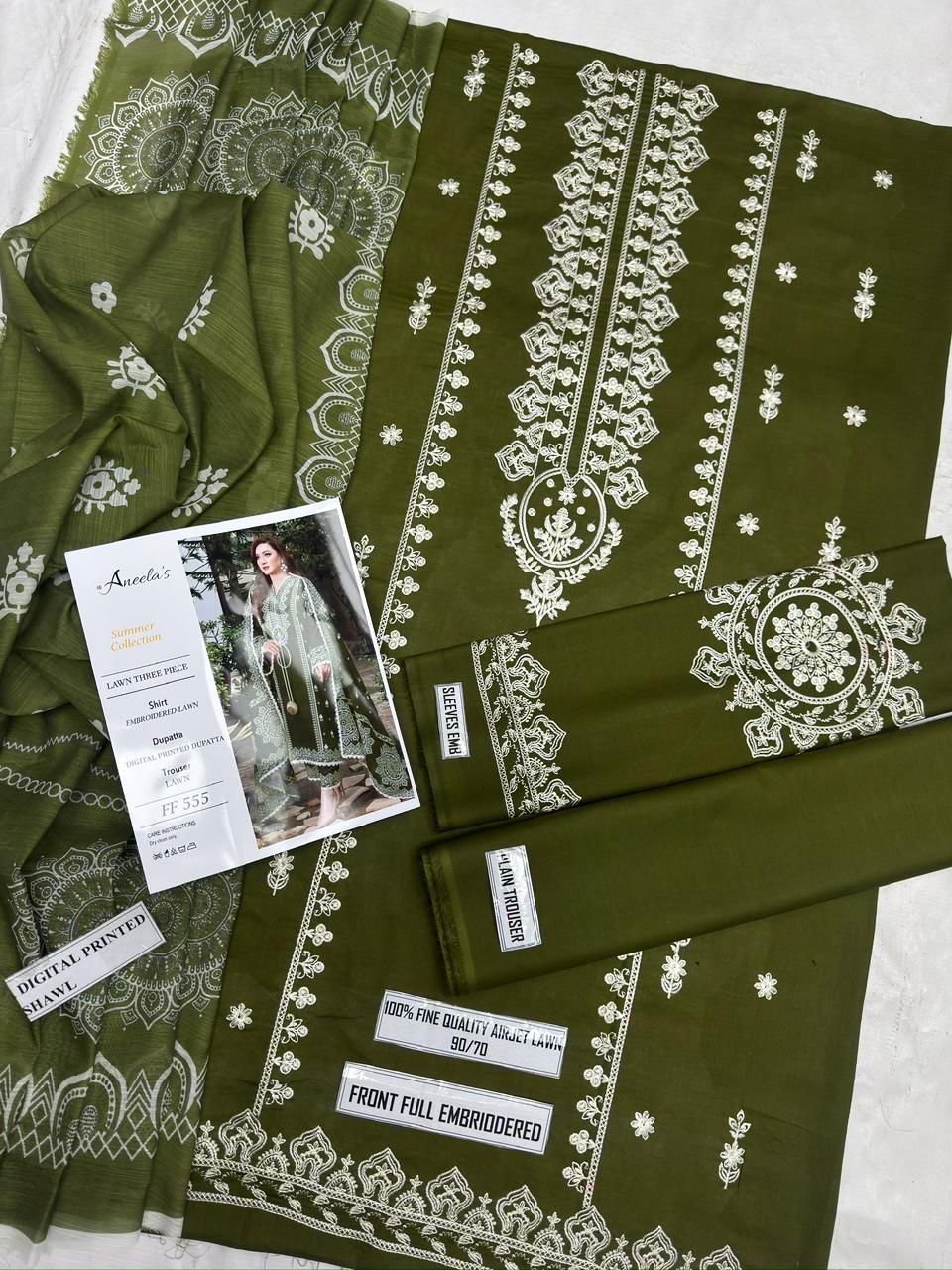 Aneela's Summer Collection Lawn 3 Piece Unstitched Suit Vol.2 | Bella's Creation