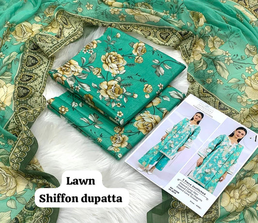 3-piece unstitched lawn suit by Afrozeh