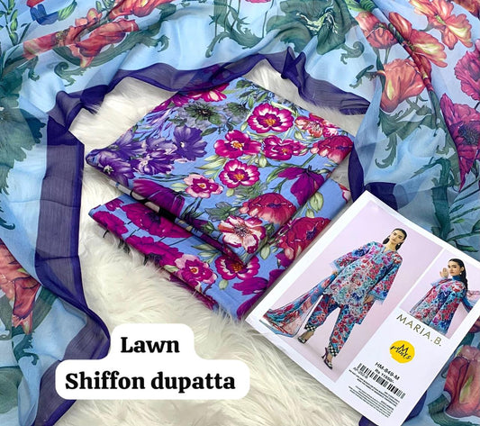 3-piece unstitched lawn suit by Maria.B from the M Prints collection.