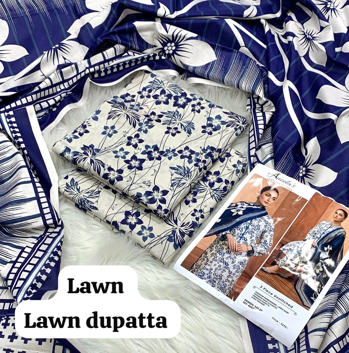 neela's Classic 3-Piece Unstitched Lawn Suit Vol.2 | Buy Online Pakistan | Bella's Creation