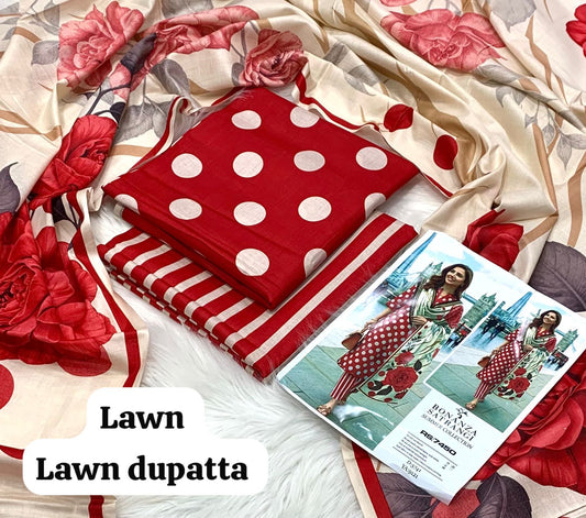 3-piece unstitched lawn suit by Bonanza Satrangi