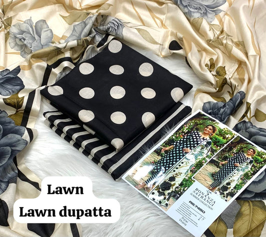 3-piece unstitched lawn suit by Bonanza Satrangi