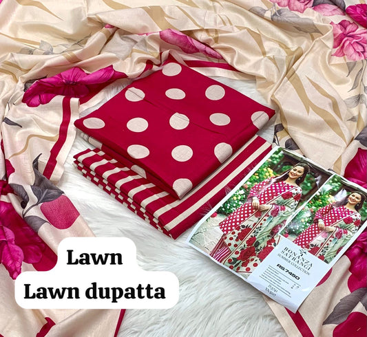 3-piece unstitched lawn suit by Bonanza Satrangi