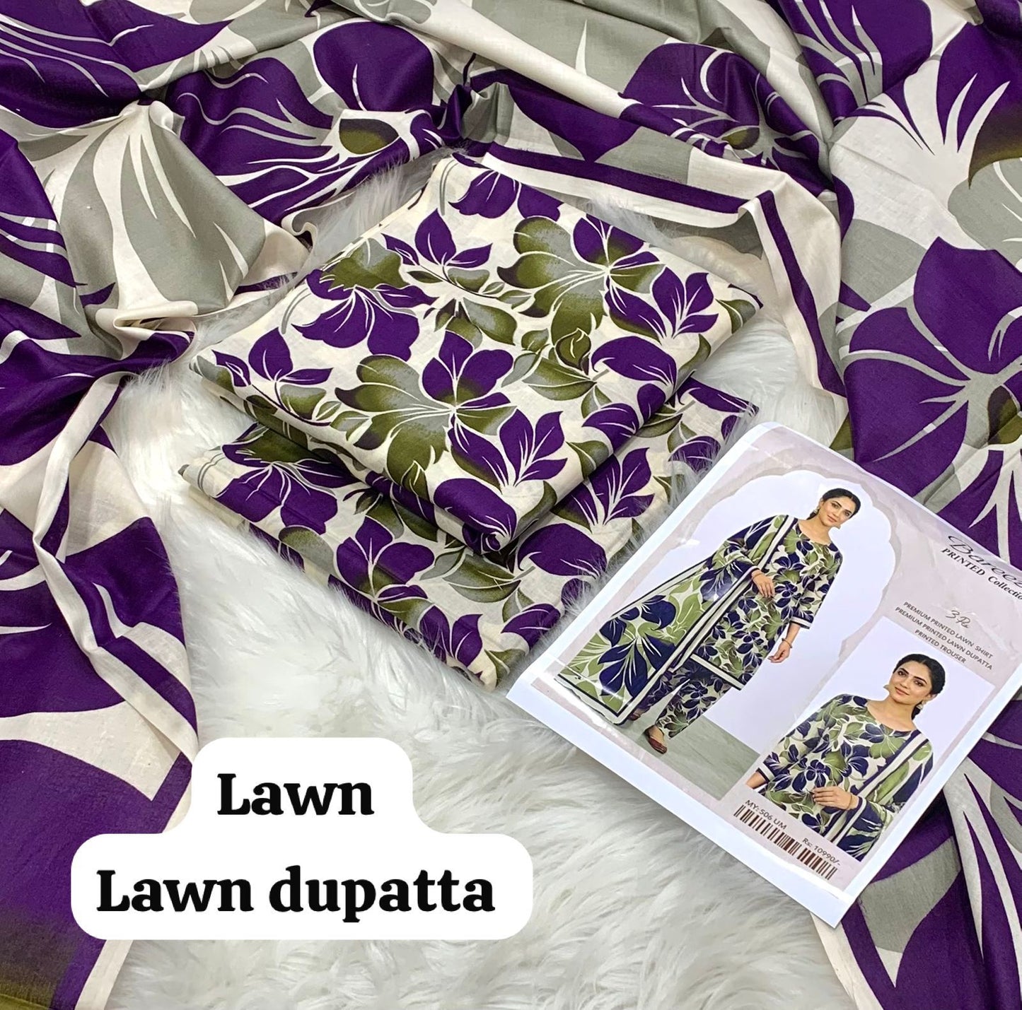 A graceful 3-piece unstitched lawn suit by Bareeze from the Printed Collection.
