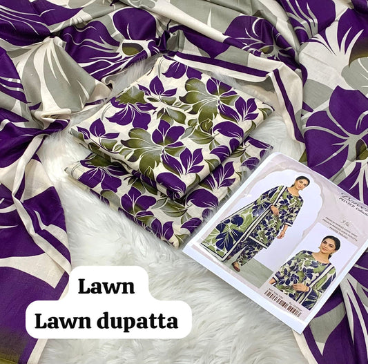 A graceful 3-piece unstitched lawn suit by Bareeze from the Printed Collection.