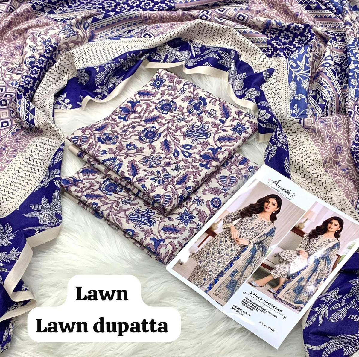 Aneela's 3-Piece Unstitched Lawn Suit Lawn Collection | Buy Online Pakistan | Bella's Creation