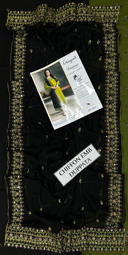 3-piece embroidered lawn suit from the Elegent Premium Luxury Lawn