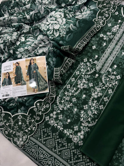 3-piece embroidered suit by Zareen from the Hajra Imaan collection.