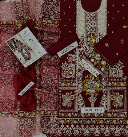 3-piece embroidered lawn suit by NNF from the Premium Luxury Lawn