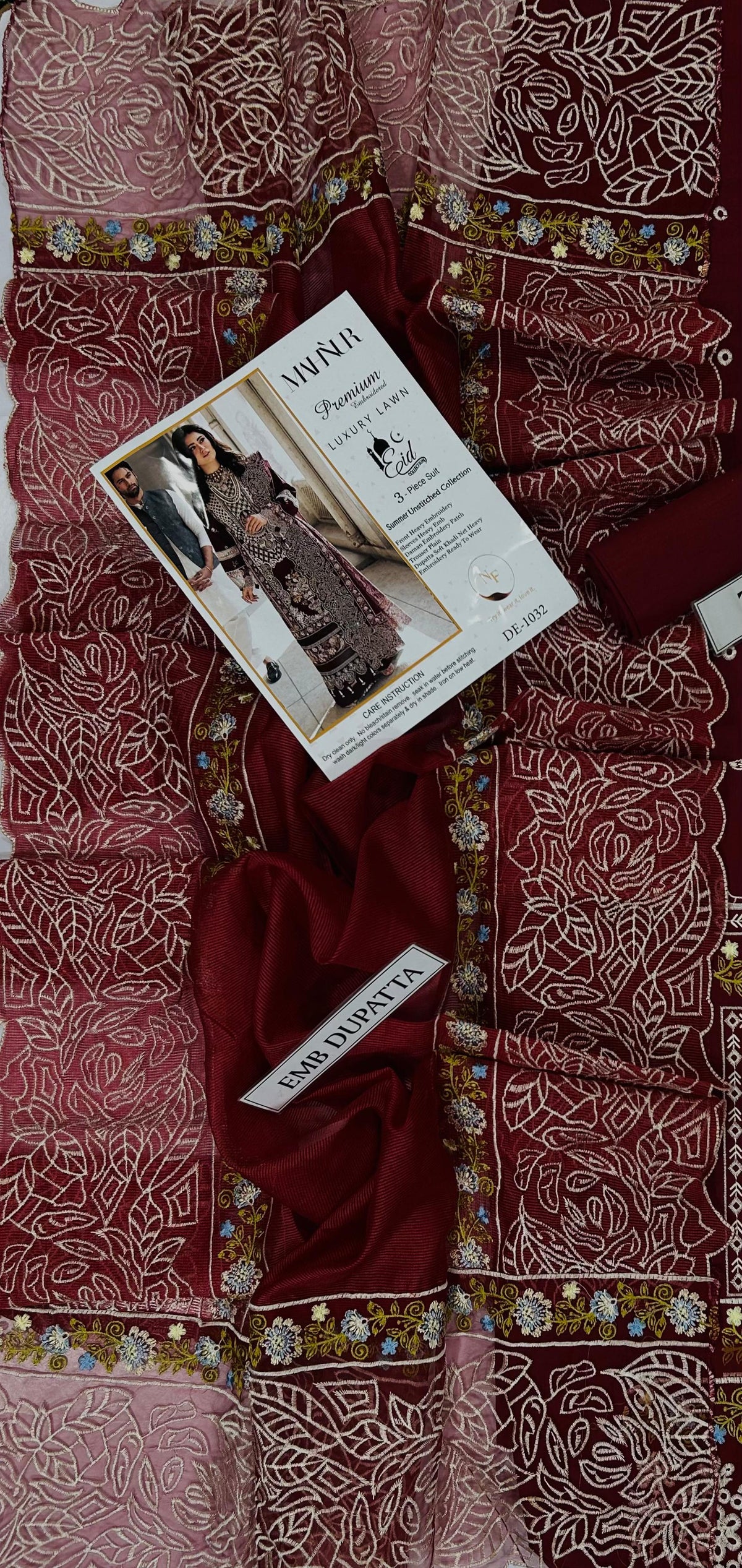 3-piece embroidered lawn suit by NNF from the Premium Luxury Lawn