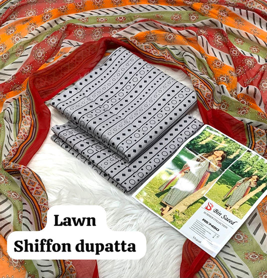 Bin Saeed Summer Collection 3-piece unstitched lawn suit