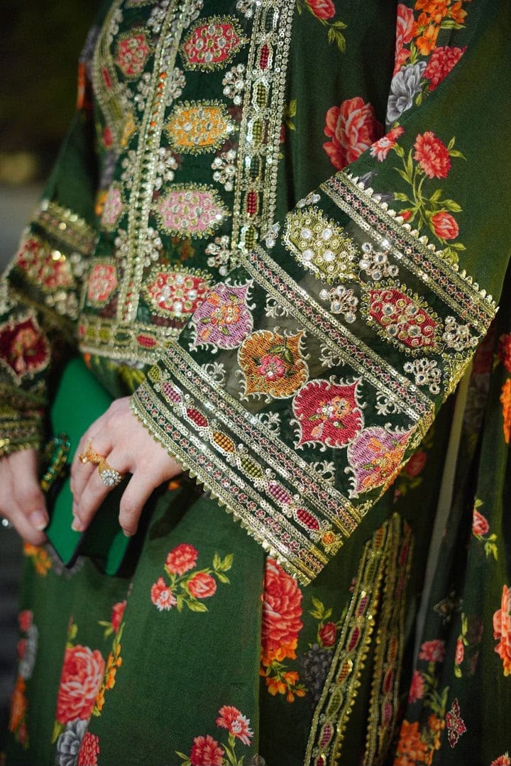 Forest Green 3-Piece Embroidered Suit | Zari & Sequin Work | Bella's Creation