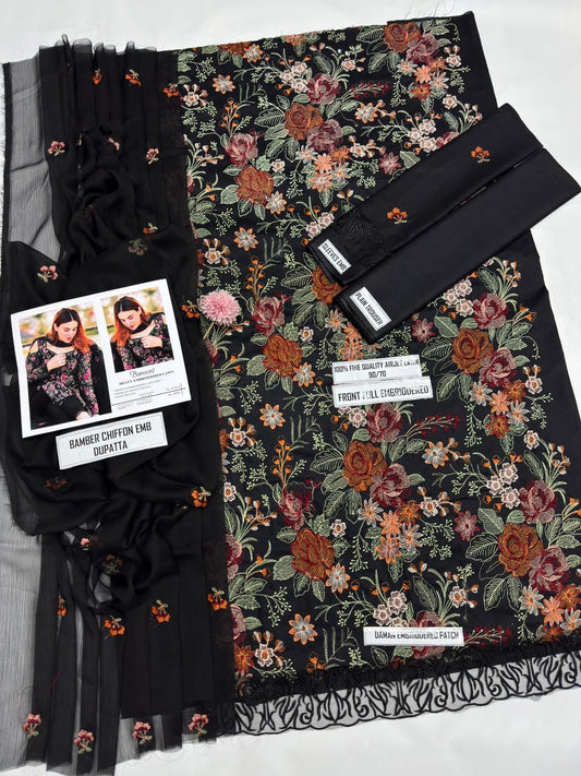 3-piece heavy embroidered lawn suit by Bareeze.