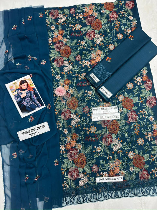 3-piece heavy embroidered lawn suit by Bareeze.