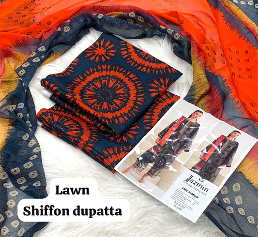 3-piece unstitched lawn suit from Jazmin Summer Collection