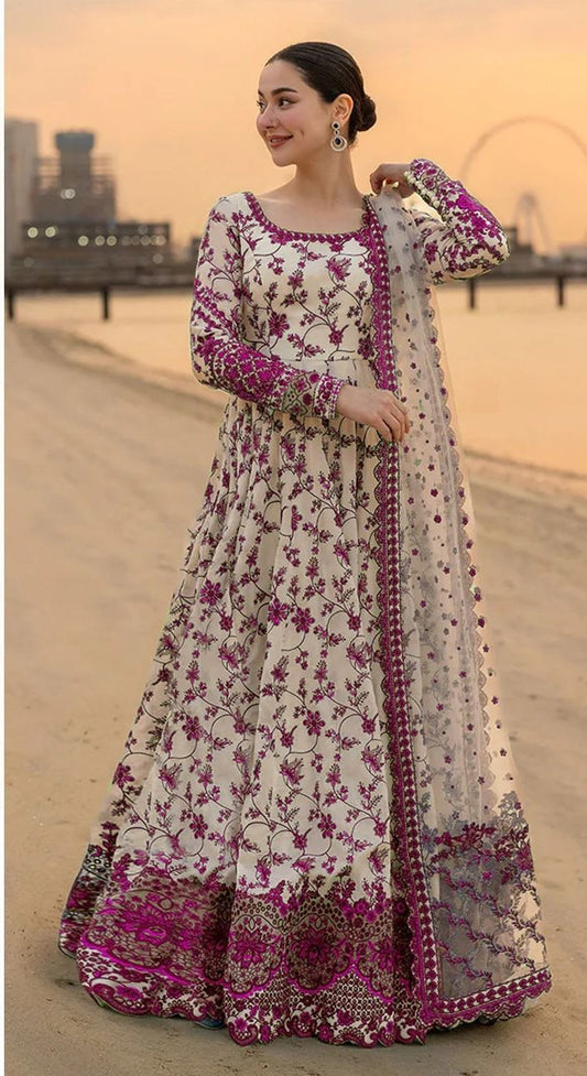 3 Piece Unstitched Lawn Suit with Chiffon 4 Patti Lace Dupatta