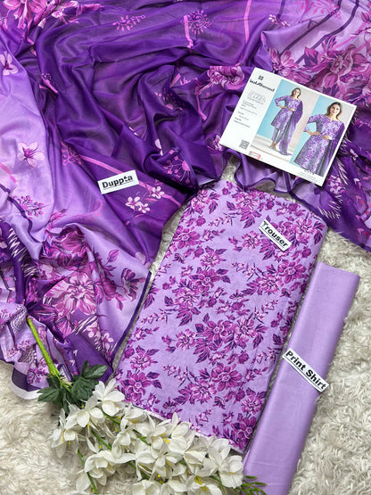 3 Piece Unstitched Digital Printed Lawn Suit