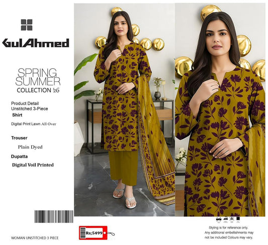 Gul Ahmed 3 Piece Unstitched Lawn Suit
