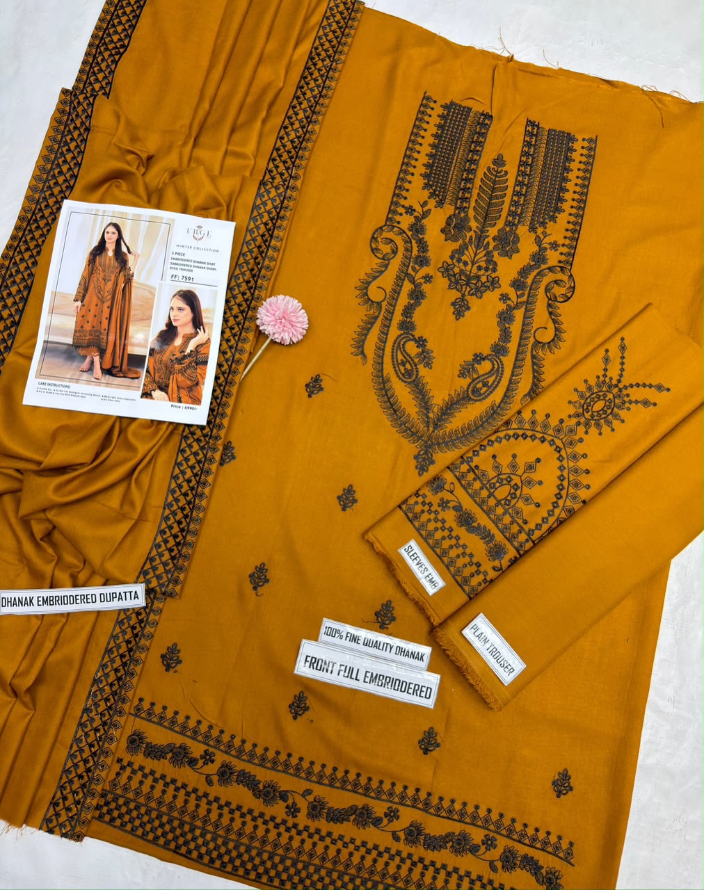 URGE Pret Winter Collection FF-7591 | 3-Piece Embroidered Dhanak Suit
