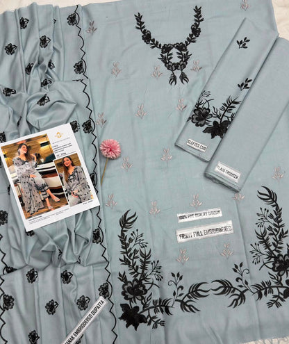 Agha Noor Winter Collection FF-7596 | 3-Piece Embroidered Dhanak Suit