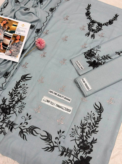 Agha Noor Winter Collection FF-7596 | 3-Piece Embroidered Dhanak Suit