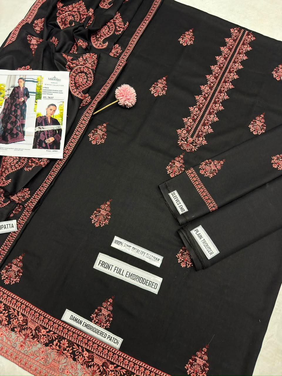 Bareeze Winter Collection 7637 | 3-Piece Heavy Embroidered Dhanak Suit