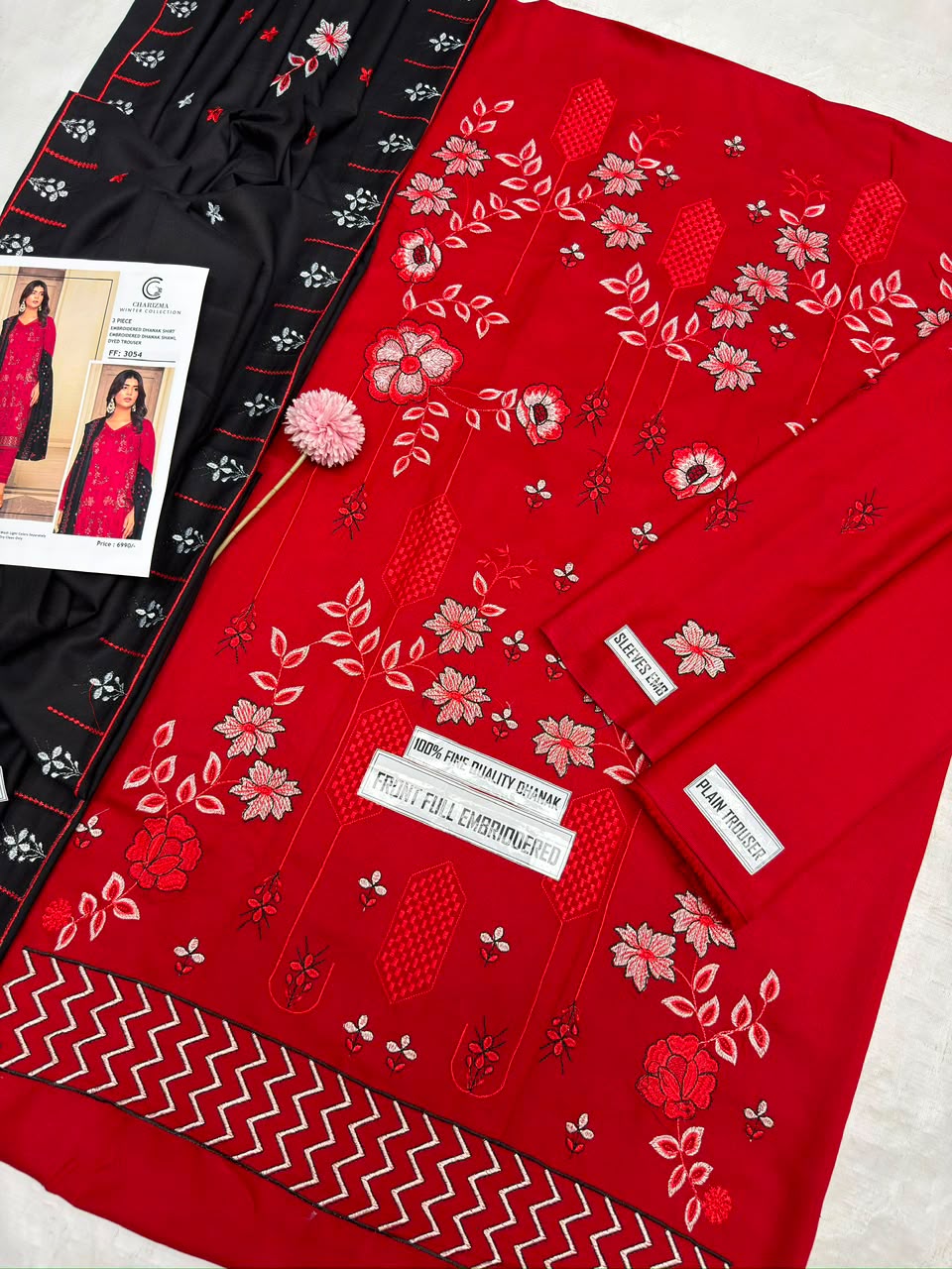 Charizma Winter Collection FF-3054 – 3 Piece Embroidered Dhanak Suit