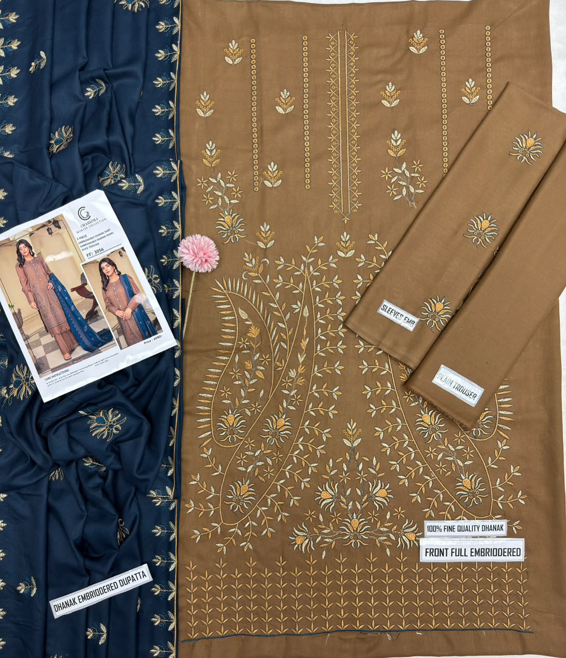 Charizma Winter Collection FF-3056 – 3 Piece Embroidered Dhanak Suit