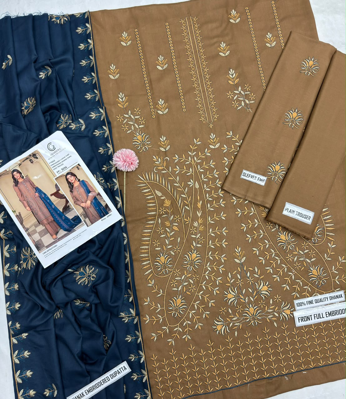 Charizma Winter Collection FF-3056 – 3 Piece Embroidered Dhanak Suit