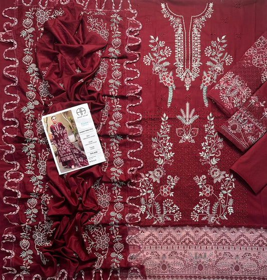 Akbar Aslam Premium Dhanak 3-Piece Embroidered Suit | Winter Collection 2026 | TFS-020