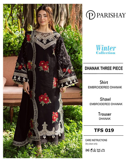 Parishay Premium Dhanak 3-Piece Embroidered Suit | Winter Collection 2026 | TFS-019