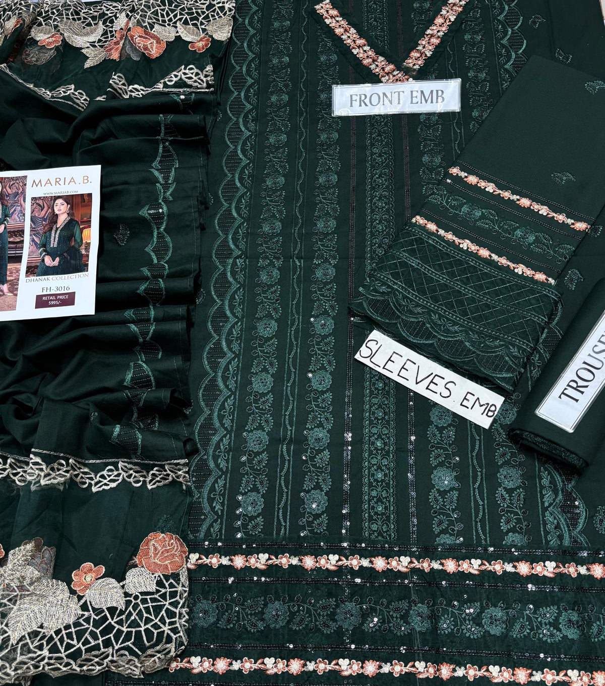Maria.B Premium Dhanak 3-Piece Embroidered Suit | Winter Collection 2026 | FH-3016