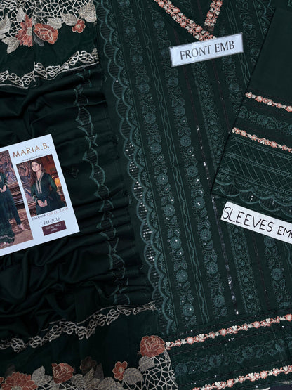 Maria.B Premium Dhanak 3-Piece Embroidered Suit | Winter Collection 2026 | FH-3016