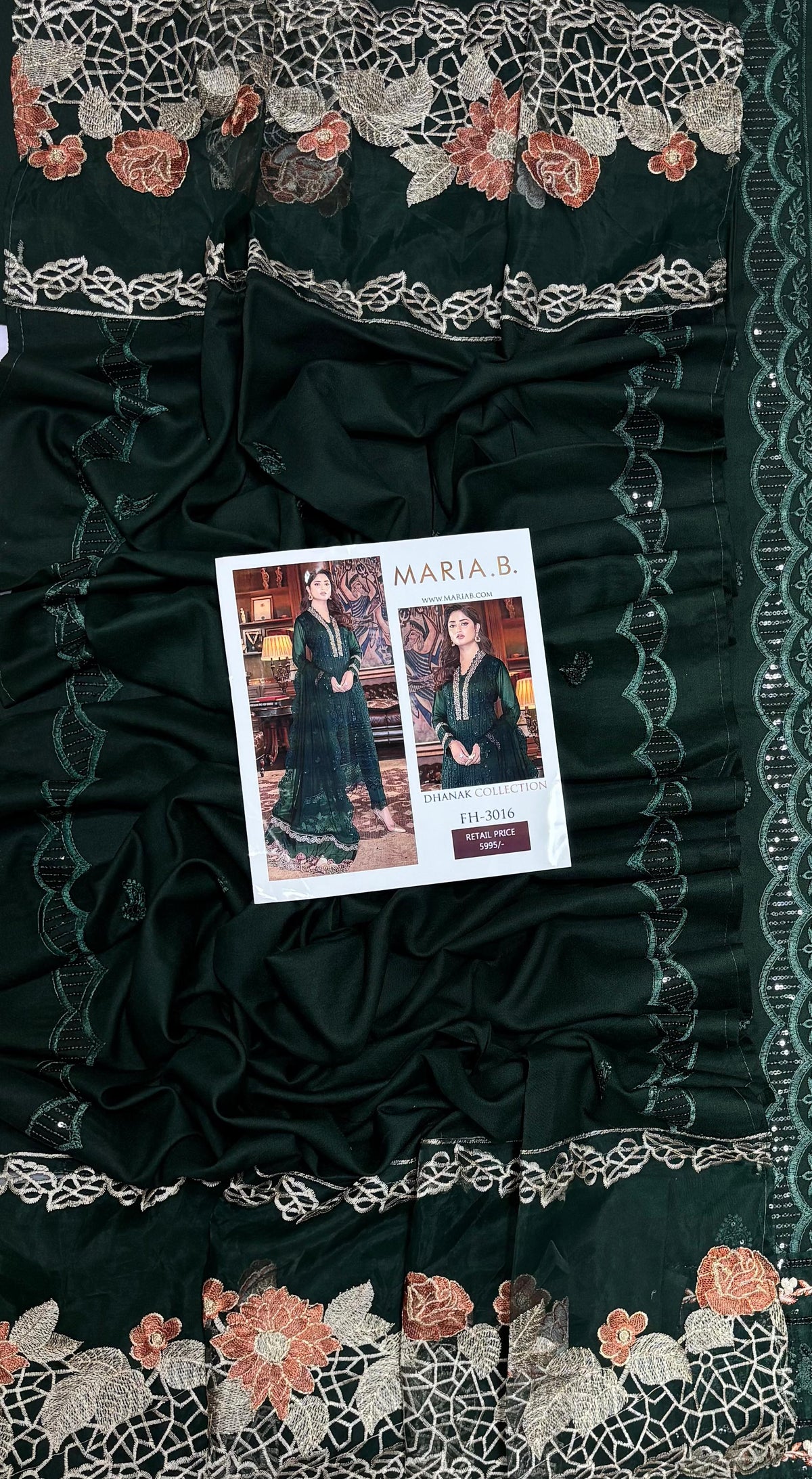 Maria.B Premium Dhanak 3-Piece Embroidered Suit | Winter Collection 2026 | FH-3016