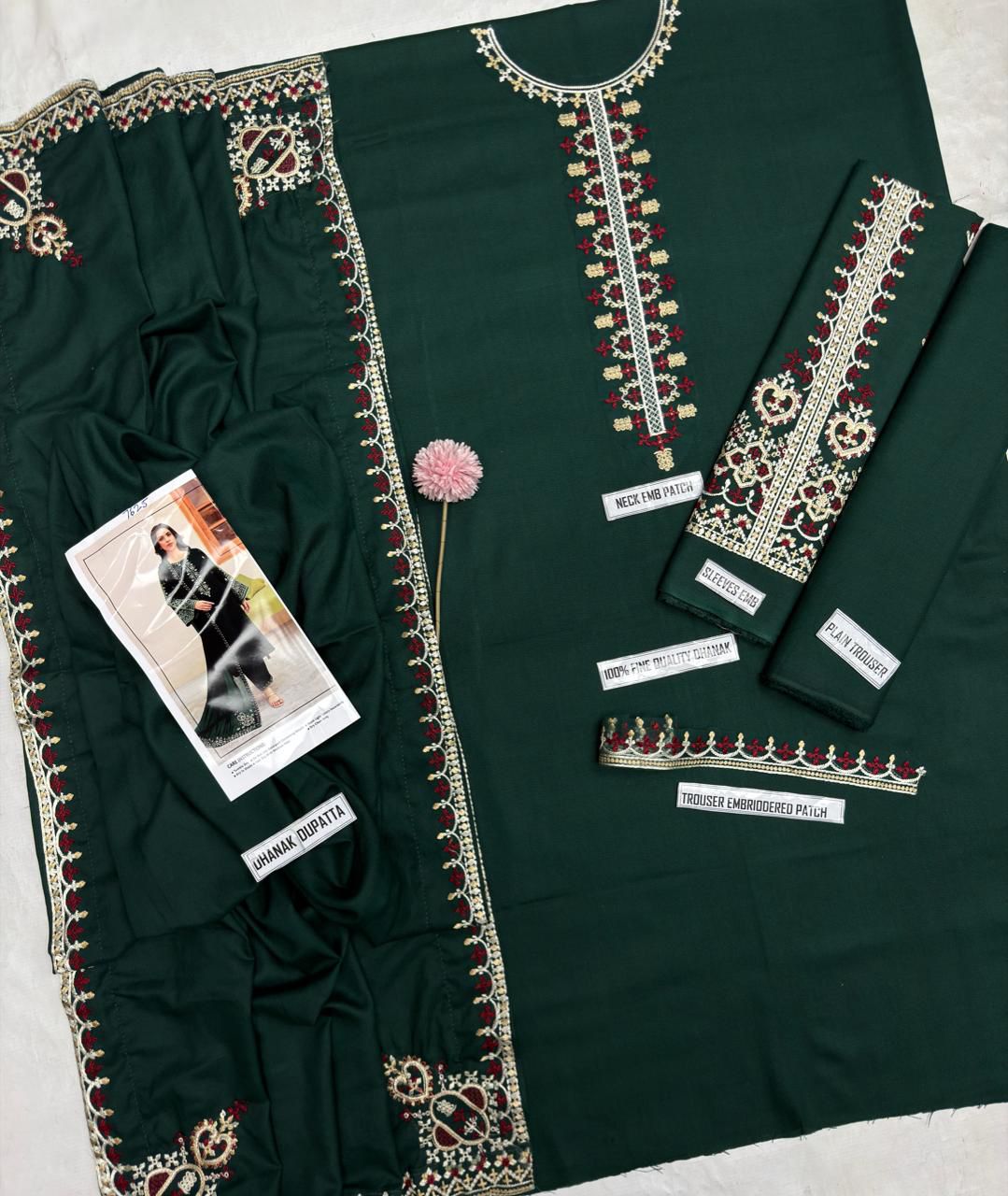 Batik Winter Collection BK-7625 – 3PC Embroidered Dhanak Suit (Teal Blue)