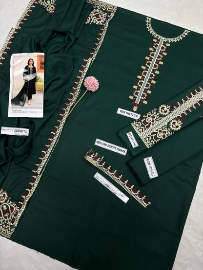 Batik Winter Collection BK-7625 – 3PC Embroidered Dhanak Suit (Teal Blue)
