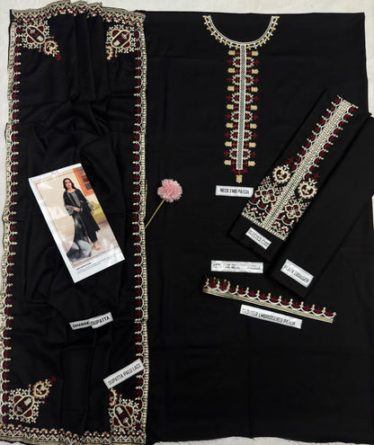 Batik Winter Collection BK-7625 – 3PC Embroidered Dhanak Suit (Teal Blue)