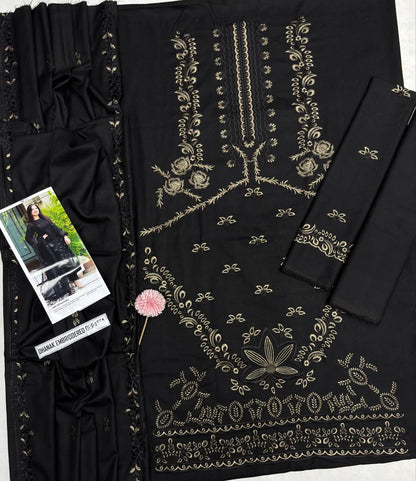 Nisa Winter Collection FF-7655B – 3PC Embroidered Dhanak Suit (Dark Green)