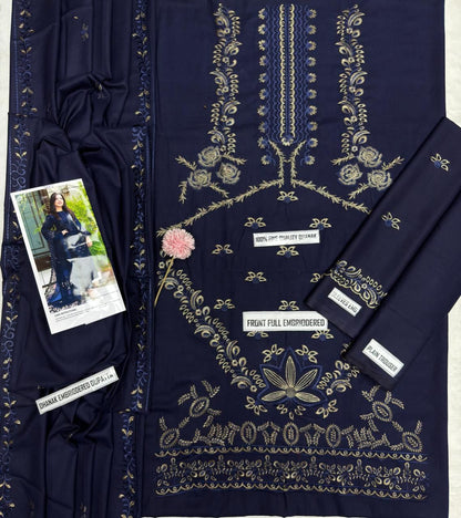Nisa Winter Collection FF-7655B – 3PC Embroidered Dhanak Suit (Dark Green)