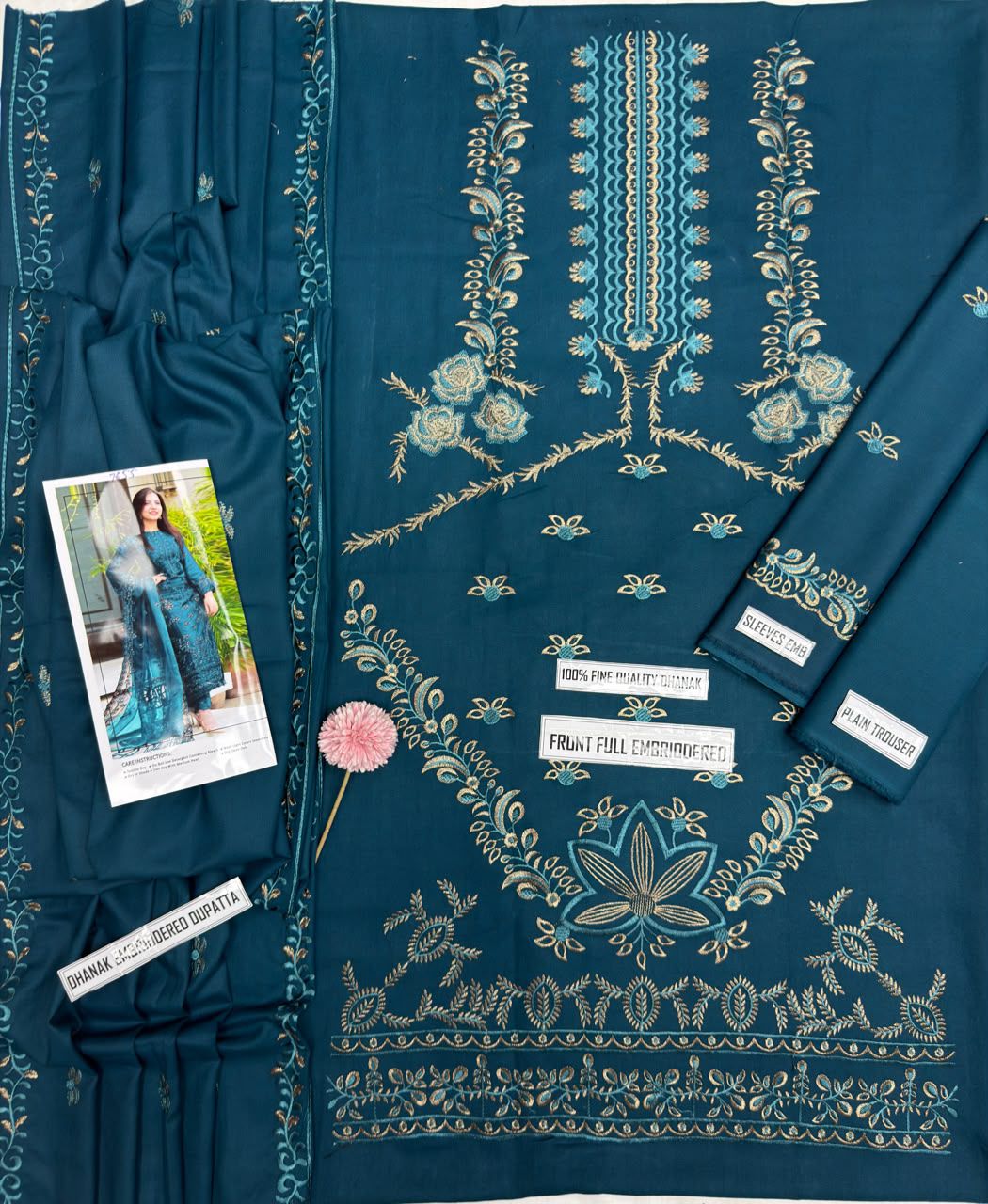 Nisa Winter Collection FF-7655B – 3PC Embroidered Dhanak Suit (Dark Green)