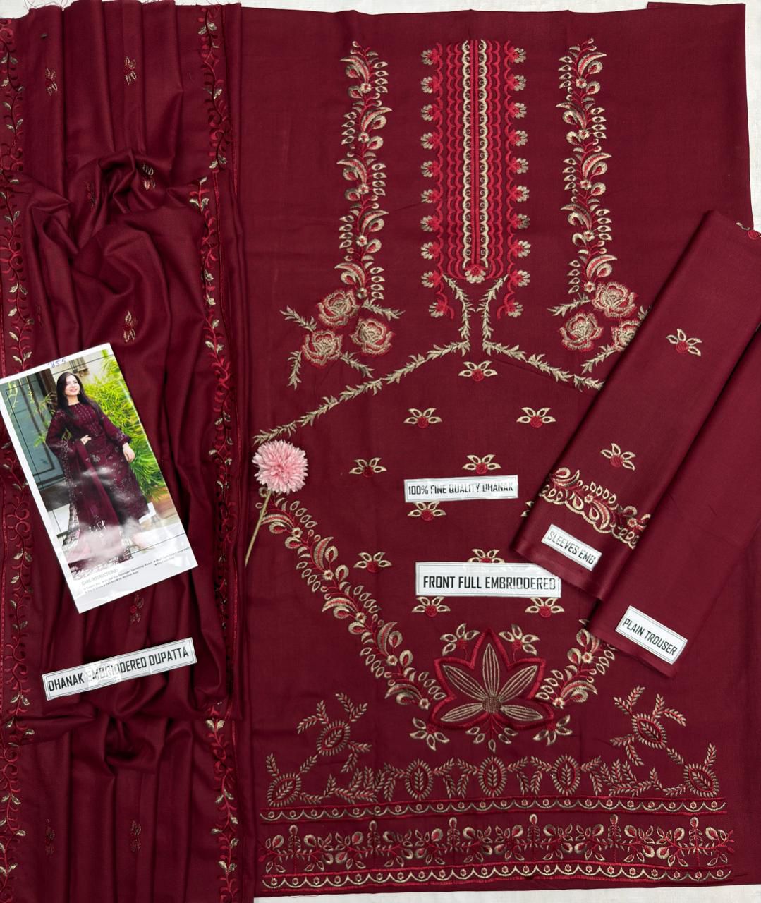 Nisa Winter Collection FF-7655B – 3PC Embroidered Dhanak Suit (Dark Green)