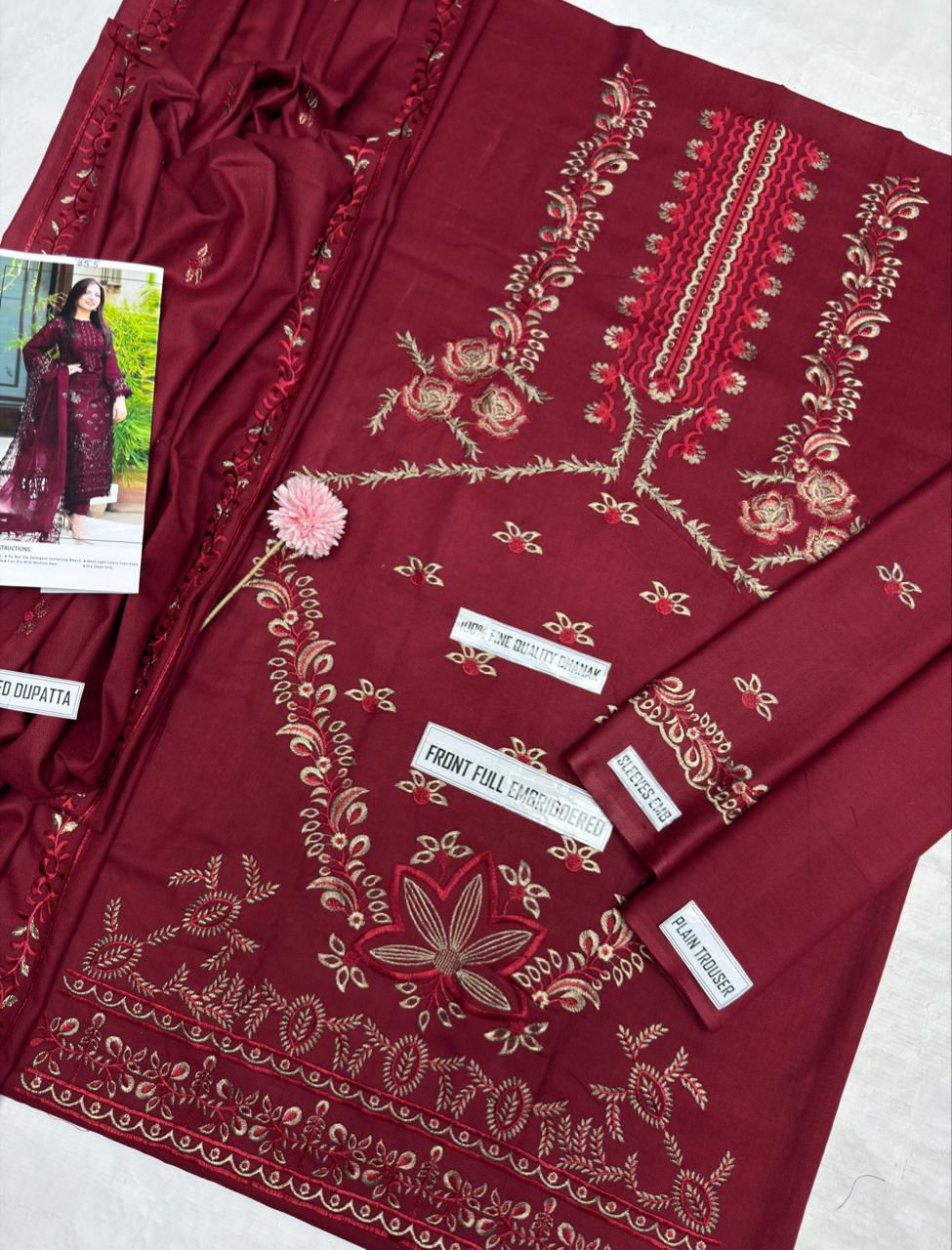 Nisa Winter Collection FF-7655B – 3PC Embroidered Dhanak Suit (Dark Green)